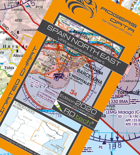Rogers Data VFR Karte Spanien Nord-Ost 1:500 000 Ausgabe 2020