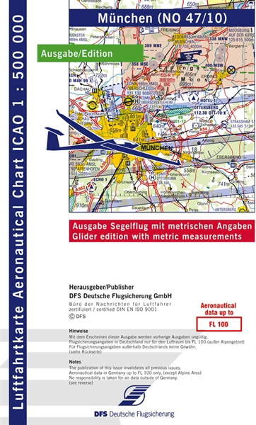 ICAO-Segelflugkarte München 2022 Folie