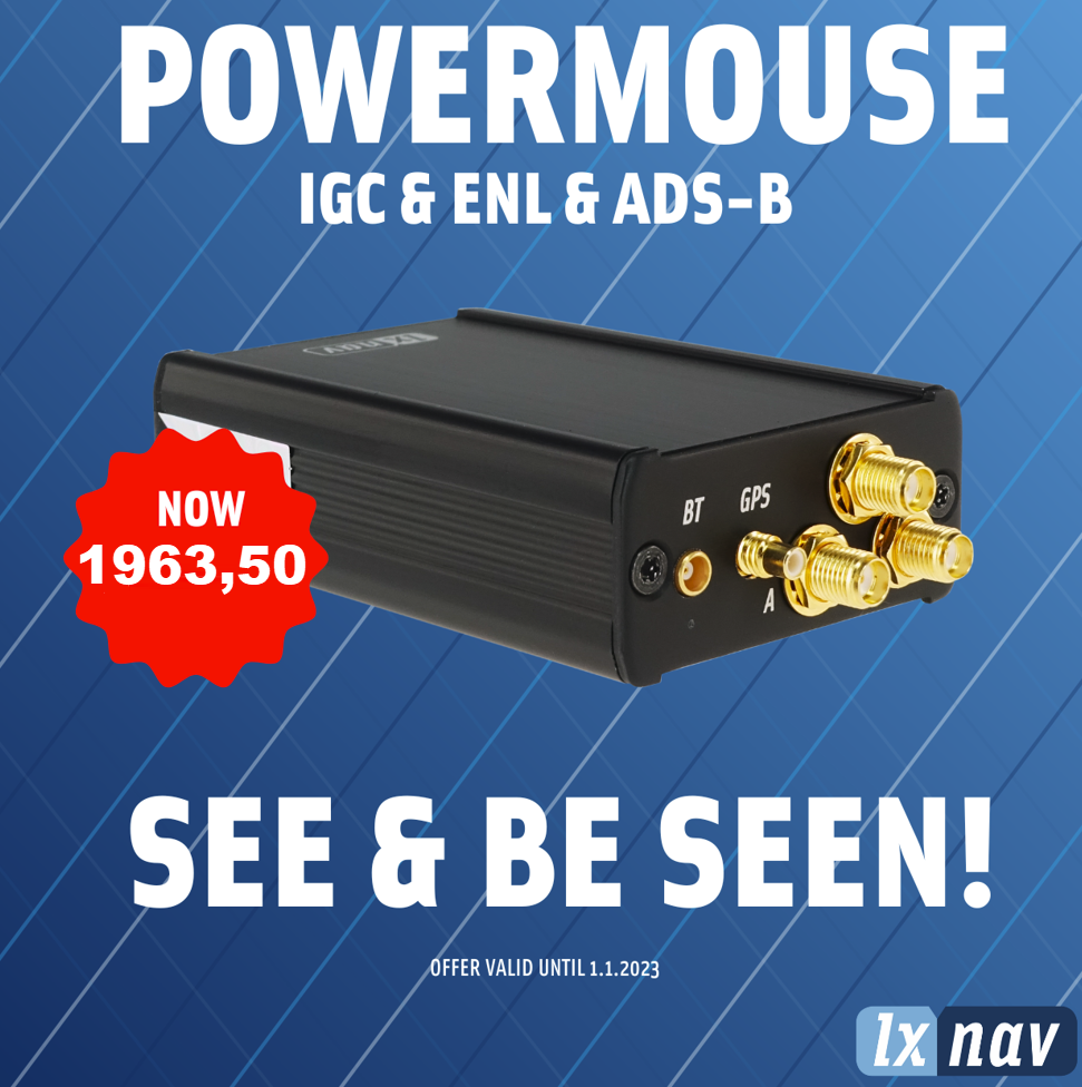 PowerMouse PowerFLARM Angebot - 2 Kanäle, IGC, ENL, ADS-B, Bluetooth, Built-in Splitter