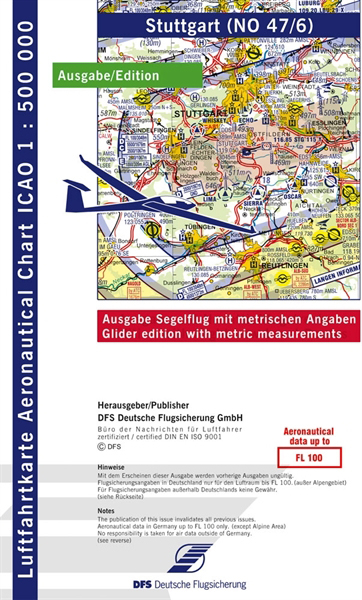 ICAO-Segelflugkarte Stuttgart 2022 Papier