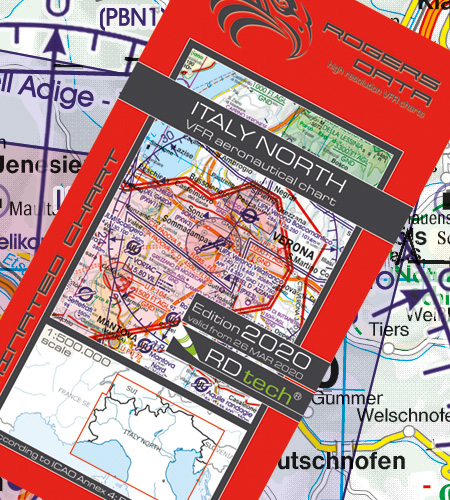 Rogers Data VFR Karte Italien Nord 1:500 000 Ausgabe 2020